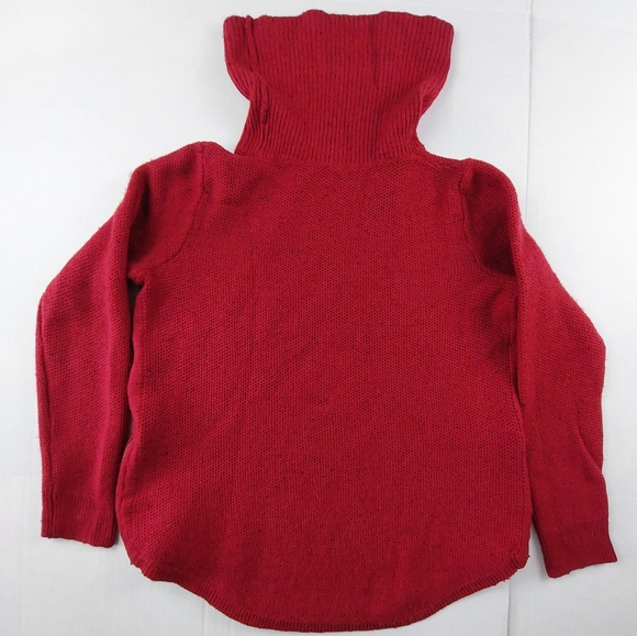 Lucky Brand Sweater Womens Medium Wool Red Knit Side Zipper Turtleneck 7W51350 - Picture 2 of 9